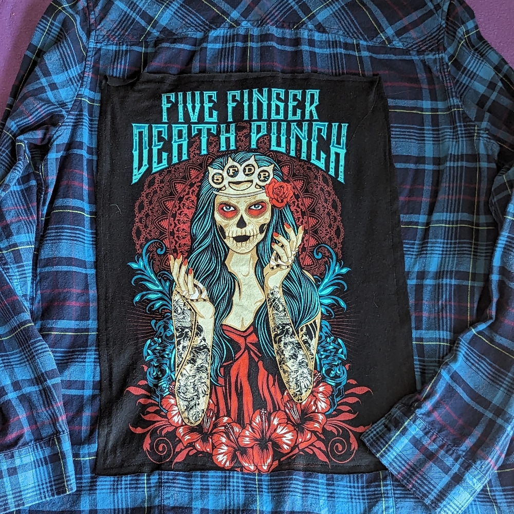 Upcycled Five finger death punch flannel